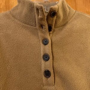 J Crew Womens Pullover Sweater Button Front Camel Sherpa Tunic NWT Size Large